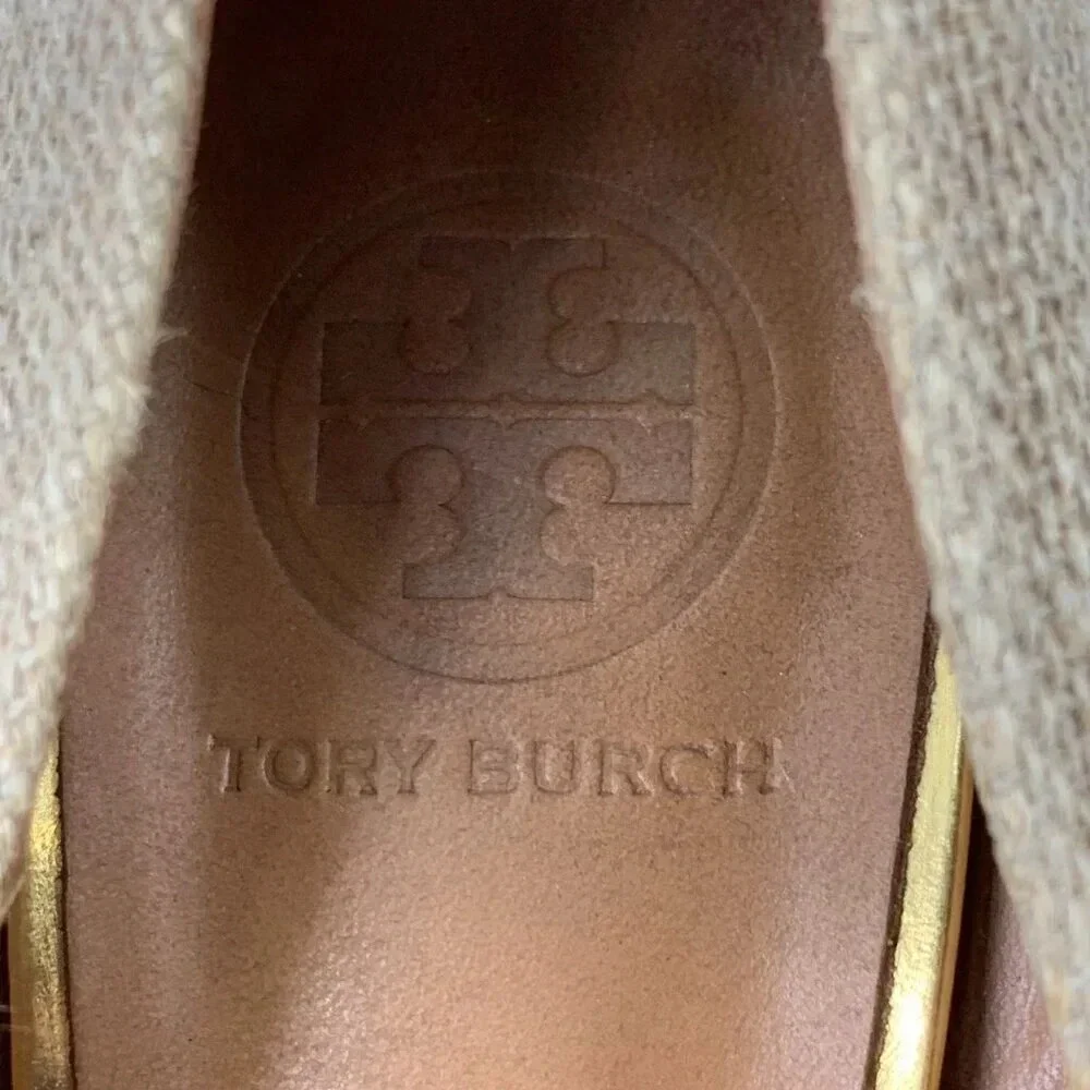 Tory Burch Women's JMadison 105 Burlap Woven‎ Heel Pumps Size 9.5